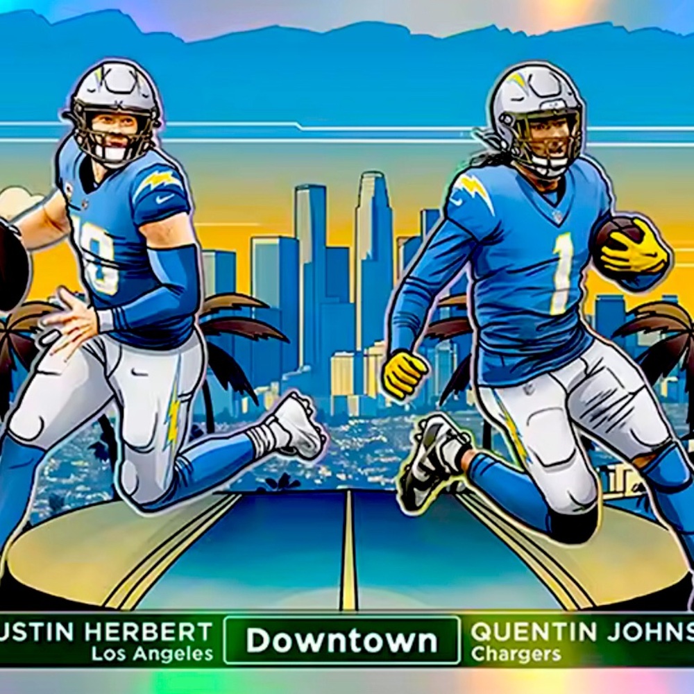 2024 Panini Donruss Optic - Downtown Duos Justin Herbert/Quentin Johnston Custom